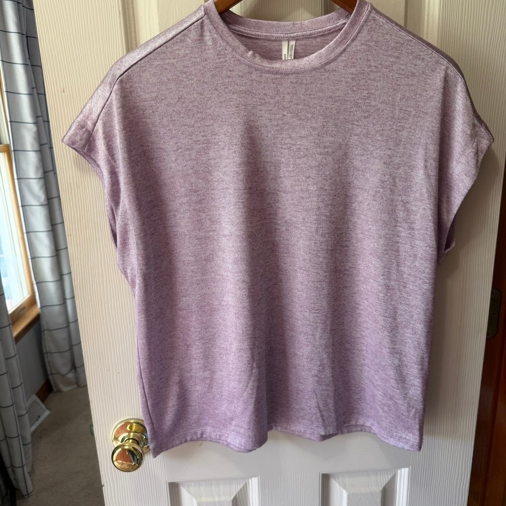 Anthropologie Medium Purple Metallic Shimmer Short Sleeve Crewneck Top TShirt